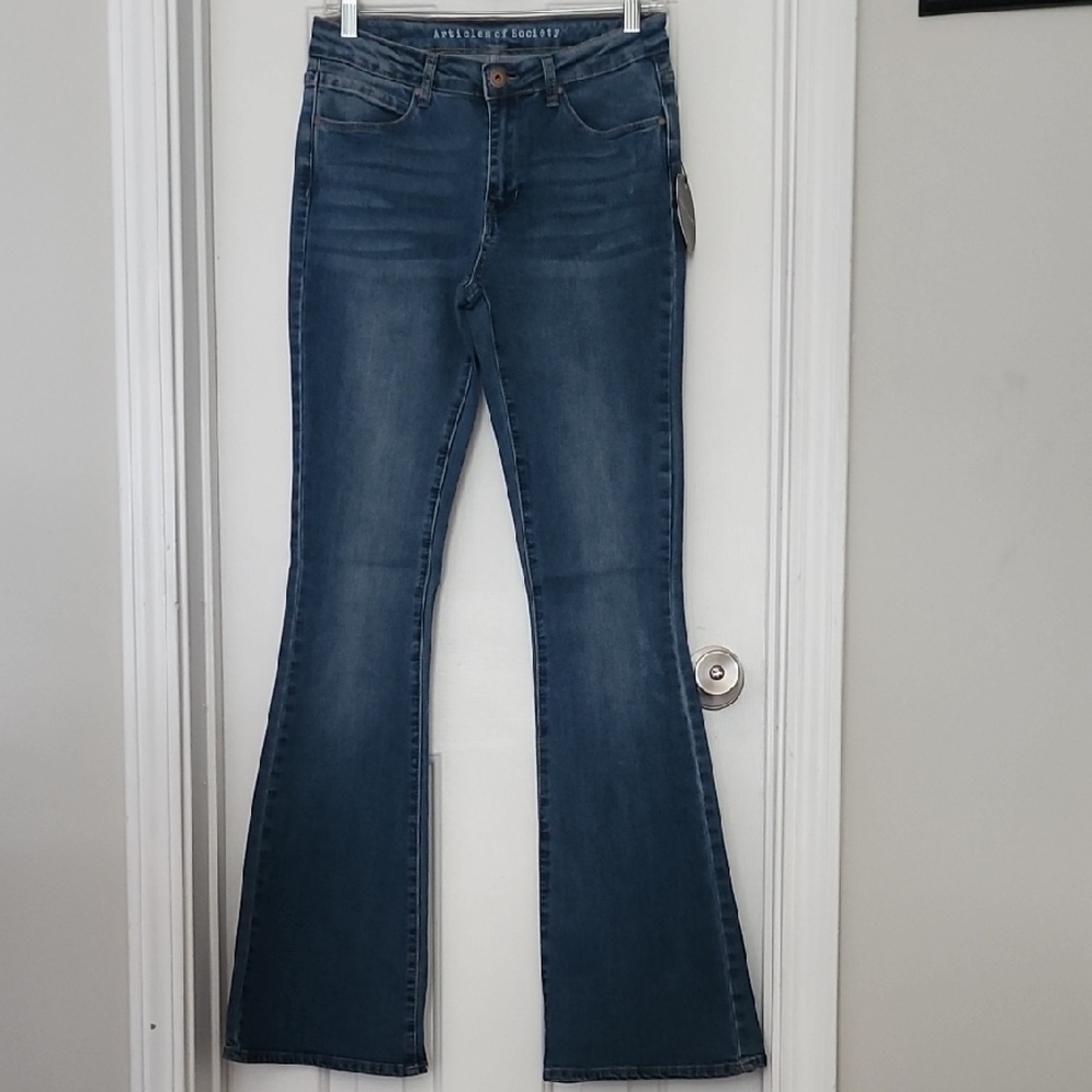 Articles Of Society Blue Flare Wide Leg Jeans